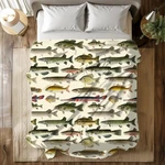 Vintage Fishing Blanket Bass Catfish Lodge Cabin Soft Plush Cozy Throw. Fixed Price $34.99.