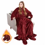 Solaris Wearable Blanket With Sleeves And Pocket For Foot, Wine Red. Fixed Price $60.99.