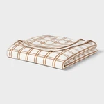 King Brushed Cotton Blanket Ivory/brown Plaid - Threshold. Fixed Price $32.99.