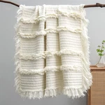 Ultra Soft Pre-washed Warm Quilted Throw Blanket, Ruffle Fringed Cream Boho D.... Fixed Price $49.37.