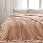 Newcosplay Super Soft Queen Blanket Taupe Premium Silky Flannel Fleece 3D Rib.... Fixed Price $39.01.