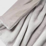 Threshold Faux Rabbit Fur Light Gray Polyester Throw Blanket 60" 50". Fixed Price $34.00.
