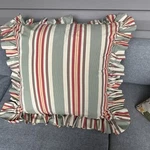 Throw Pillow Large Euro Ruffled Edge Striped 24" Zippered Sham Sun Porch Casual. Fixed Price $39.99.