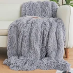 Haihua Gray Faux Fur Blanket, 50 60 Fluffy Throw, Shaggy.... Fixed Price $34.02.
