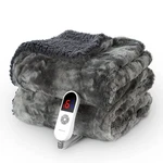 Electric Heated Faux Fur Throw Blanket 50" 60", Tie-dye Gray, Settings. Fixed Price $60.97.
