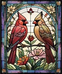 Cardinal Pair 50 X 60 Inch Plush Throw Blanket Stained Glass Bird Art Design. Fixed Price $29.99.