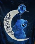 Disney Stitch Love You To The Moon And Back Fleece Throw Blanket. Fixed Price $35.99.