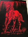 Vintage San Marcos Horse Western Large Blanket Black Red Reversible Rustic Farm. Fixed Price $95.00.