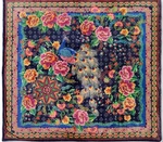 Johnny Was Lauren Canyon Cozy Sherpa Blanket Reversible Darnahta Peacock Flower. Fixed Price $225.00.