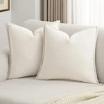 Futei Cream White Chenille Throw Pillow Covers 16X16 Inch Set 2,SOFT Cozy Bou. Fixed Price $17.97.