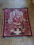 Christmas Tapestry Throw Blanket Santa Claus Holiday-fringe INC.:52"X 44"-VTG. Fixed Price $24.95.