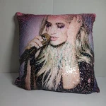Carrie Underwood Sequin Throw Pillow Reversible Flip Image To Pink Text. Fixed Price $6.65.