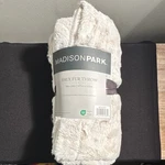 Madison Park Faux Fur Throw Blanket 50X60IN Beige Polyester Machine Washable. Fixed Price $35.00.
