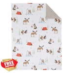 Little Love Moose Tent Fishing Baby Blanket White Gray Orange. Fixed Price $27.99.