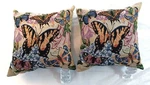 Butterflies Tapestry Pillows Vtg Are Free Colorful Monarch 12" Sq Throw Set Us. Fixed Price $39.00.