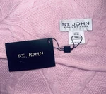 St. John Collection $425 Msrp 100% Cashmere Baby Blanket 32"X39" Pink Cable Knit. Fixed Price $164.00.