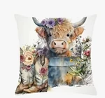 Cow, Highland Western, Cowgirl Throw Pillow Cover Only (18X18). Fixed Price $10.00.