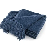 50X60 Inch Blue Soft Cozy Chenille Throw Blanket Fringe Tassel Home Decor. Fixed Price $44.87.