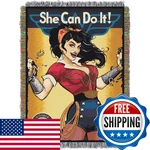 Northwest Dc - Wonder Woman Woven Tapestry Throw Blanket 48 X 60 She Can. Fixed Price $64.50.