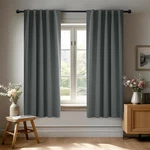 Window Curtain 2 Panel 38X45 Dark Gray Blackout Thermal Back Tab Rod Pocket. Fixed Price $26.59.