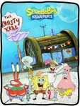 Spongebob Classic Character Group At Krusty Krab Fleece Throw Blanket 46" X 60". Fixed Price $34.99.