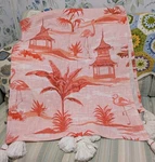 Coastal Collect 52 X 60 Coral Pink Flamingo Pagoda Woven Cotton Throw Blanket. Fixed Price $29.98.