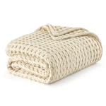 Bedsure Cooling Cotton Waffle Queen Size Beige Blanket-lightweight. Fixed Price $69.00.