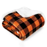 Pavilia Black Orange Buffalo Plaid Sherpa Throw 50 X 60 Inches Checker. Fixed Price $37.96.