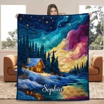 Aurora Borealis Blanket Cozy Cabin Throw Winter Landscape Nature Lover Gift Deco. Fixed Price $54.66.