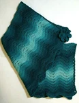 New Handmade Crochet Throw Blanket Blankie Baby Crib Play Rug Deep Teal Ombre. Fixed Price $99.00.