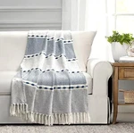 Lush Decor Navy Herringbone Striped Throw Blanket With Tassels - 50X60. Fixed Price $27.99.