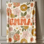Retro Flower Kids Blanket Vintage Floral Nursery Throw Custom Name Bedding Art. Fixed Price $23.99.