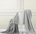 The Comfort Collection Two Pack Throw Set 100% Cotton Ivory/gray. Fixed Price $12.99.