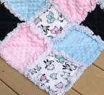 Rag Throw Quilt Animals Oh Soft Minky Flannel 32 X 33 Handmade Usa #210. Fixed Price $39.99.