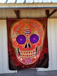 Sugar Skull Orange Ardras Art Sandra Caravalho Queen Size Blanket Bedspread. Fixed Price $58.19.