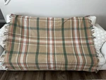 Nwt Creative Co-op Cotton Flannel Plaid Throw Blanket W/ Fringe. Fixed Price $12.00.