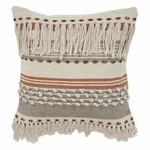 Lr Resources Home Fringe Striped Chic Natural Gray Throw PILLOW18" X. Fixed Price $44.28.