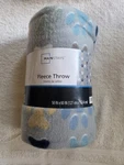 Mainstays Recycled Fleece Throw Blanket Paw Print Gray/blue/green 50X60. Fixed Price $5.98.