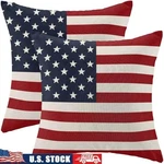 Linen Throw Pillow Covers Set Of 2 Independence Day Star Design Home Decor New. Fixed Price $23.73.