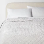 King Luxe Diamond Stitch Velvet Quilt Light Gray - Threshold. Fixed Price $33.99.
