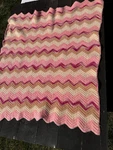 Pink Zig Zag Afghan Chair Throw Granny Blanket Vtg 70S Hand Knit Crochet Cottage. Fixed Price $22.99.