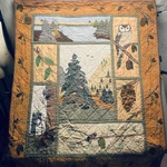 Patch Magic Quilt Cotton Pinecones Forest Animals 47X58 Rustic Cabin Decor. Fixed Price $189.00.