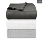 Vera Wang Queen Size Waffleweave 100% Cotton Blanket Bedding Grey White Charcoal. Fixed Price $105.77.