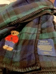 Polo Ralph Lauren Bear Blanket Plaid Red Blue 54 X72 Throw Cotton. Fixed Price $79.00.