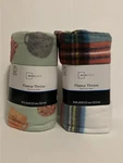 2 Mainstays Fleece Throw Blanket 50X60IN Plaid & Coffee Cups. Fixed Price $14.75.
