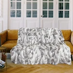 Genuine Rabbit Fur Throw Luxury Warm Blanket Sofa Bedspread Gray White 55INX63IN. Fixed Price $142.99.