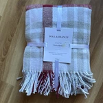 Boll And Branch Heritage Plaid Throw Blanket 50X70 100% Organic Cotton Red/gray. Fixed Price $125.00.