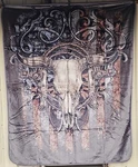 Bull Skull Longhorn American Flag Indian Western Queen Size Blanket. Fixed Price $58.23.