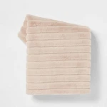 60INX50IN Textured Faux Fur Reversible Throw Blanket Neutral - Threshold. Fixed Price $14.78.