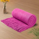 Vonty Hot Pink Knitted Blanket With Tassels 60" X 80",. Fixed Price $35.94.
